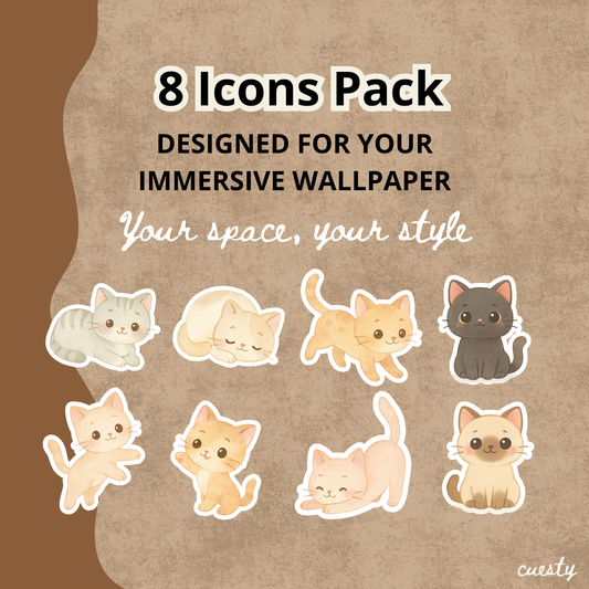 Pack icônes “Cat Lover” – 8 petits compagnons pour ton écran