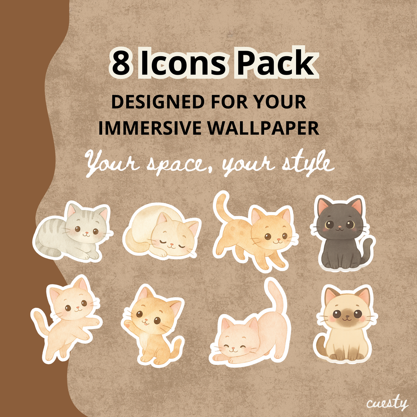 Pack icônes “Cat Lover” – 8 petits compagnons pour ton écran